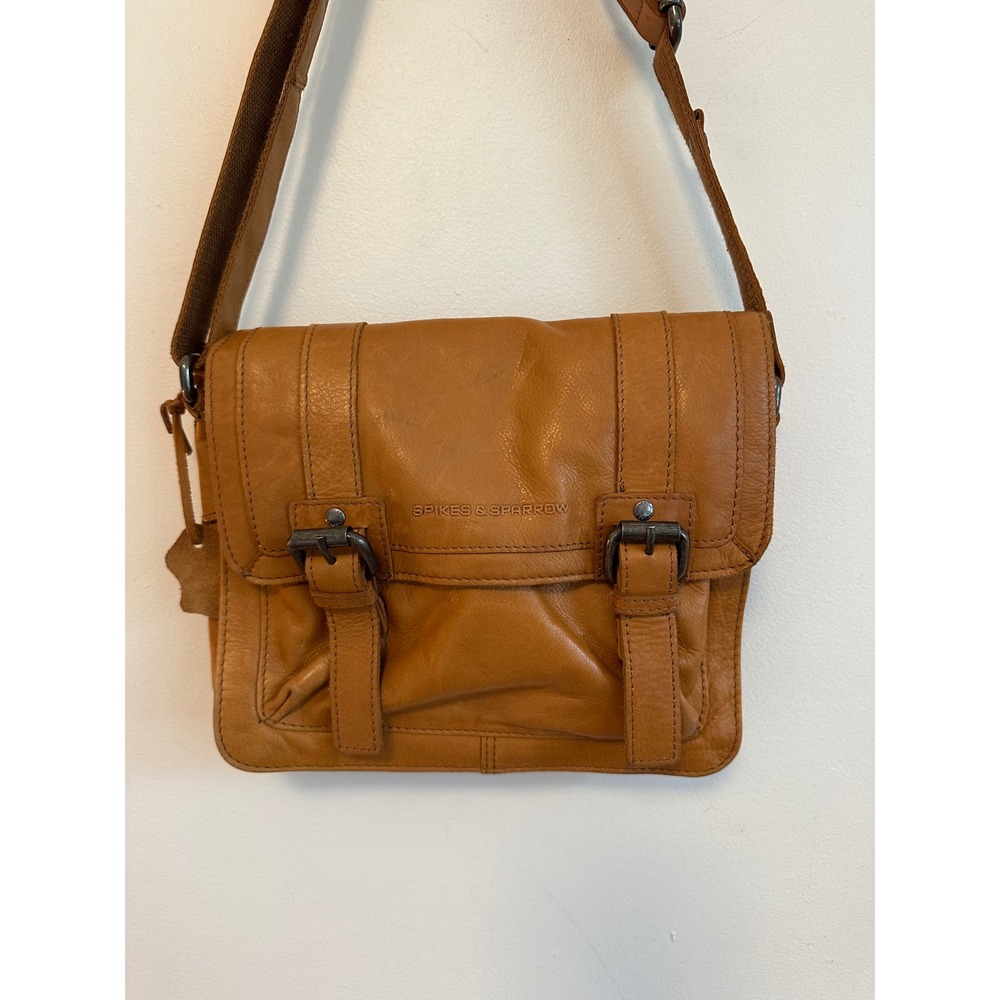 Spikes & Sparrow Cognac Brown Leather Crossbody Messenger Bag - Picture 2 of 9